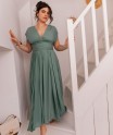 Robe longue dos nu multilook en viscose froissée femme